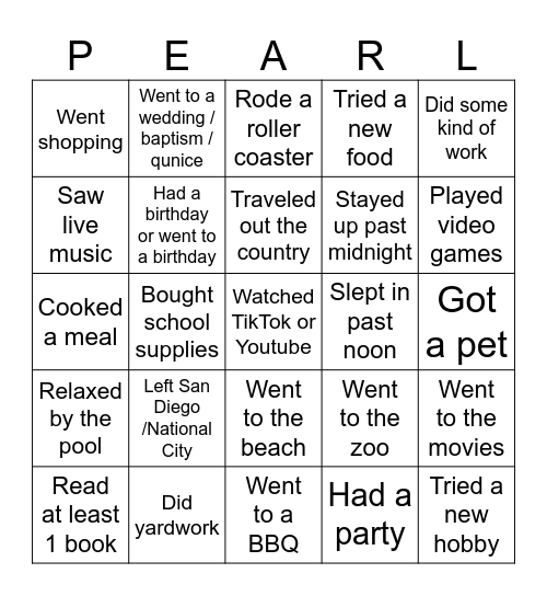 Find Someone Who-  Summer Break Edition Bingo Card