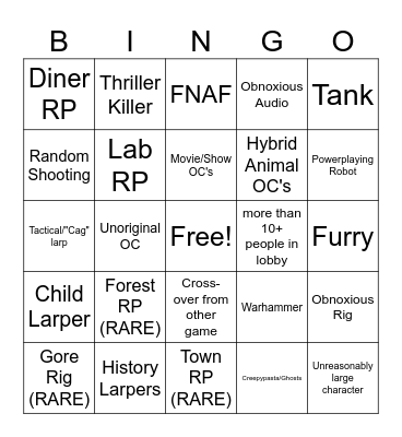 Pine Ridge Bingo Card