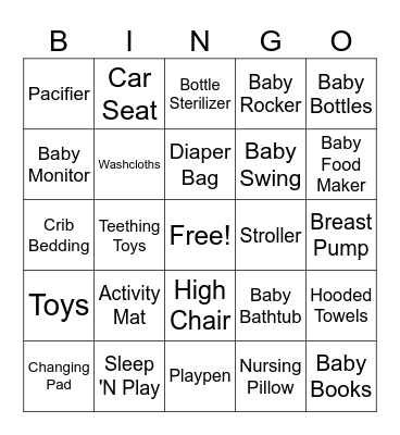 Baby Gift Bingo Card