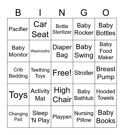 Baby Gift Bingo Card