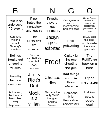 White Lotus Finale Bingo Card