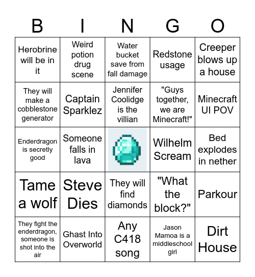 Minecraft Bingo Card