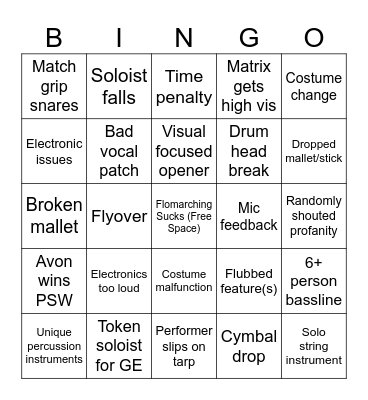 WGI BINGO Card