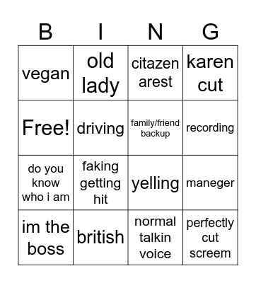 karen bingo Card