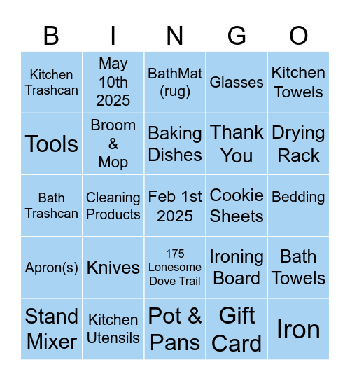 William & Emma Bingo Card