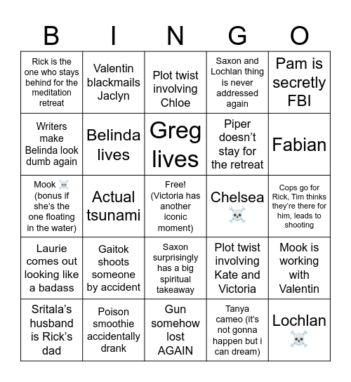 White Lotus Finale Bingo Card