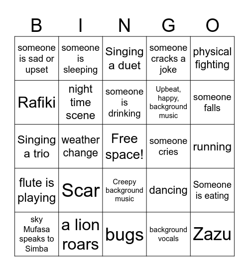 Movie Bingo Card
