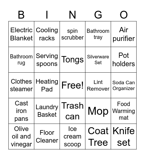 Abi’s Bridal Shower Bingo Card