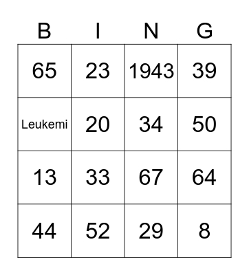 Beatrix Potter Bingo Card