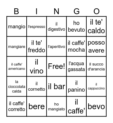 Al BAR Bingo Card