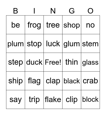 Chart 6 Words Bingo Card