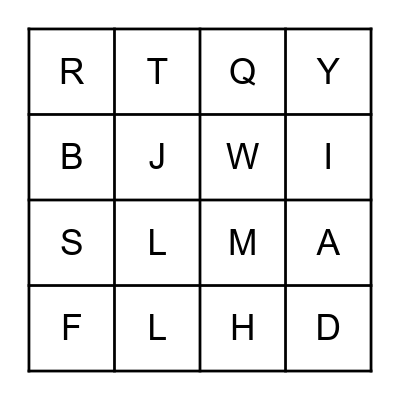 BINGO LETTERS! Bingo Card