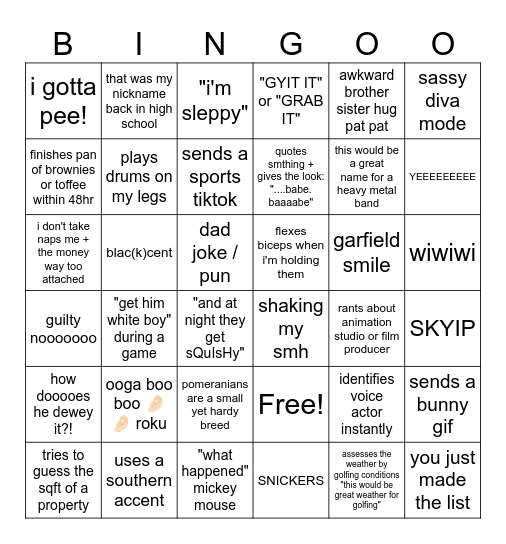 j💙 Bingo Card