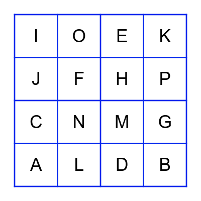 BINGO LETTERS! Bingo Card