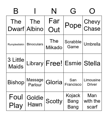 Foul Play Bingo Card