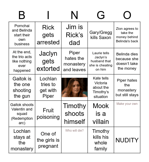 White Lotus Finale Bingo Card