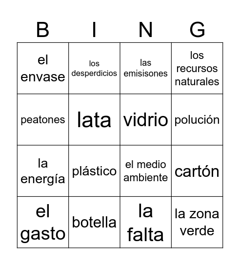 Una comunidad sostenible Bingo Card