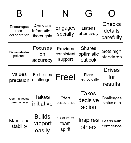 DiSC Bingo Card