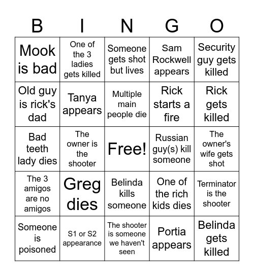White Lotus S3 Bingo Card