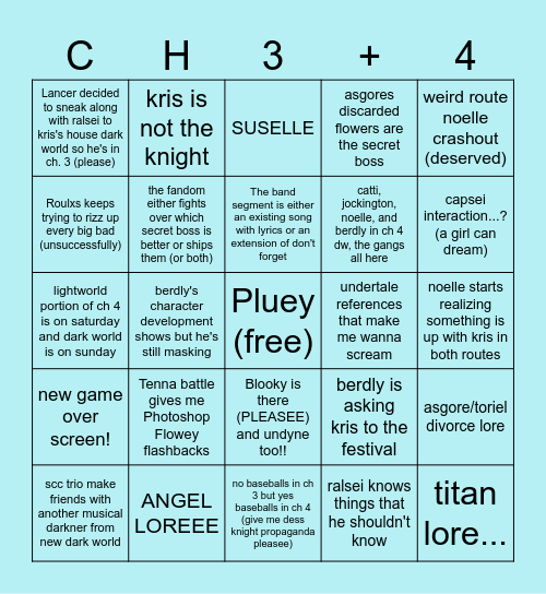 DELTARUNE CHPT. 3 AND 4 BINGOOOO Bingo Card