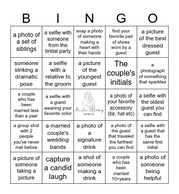 Photo Scavenger Hunt BINGO Card