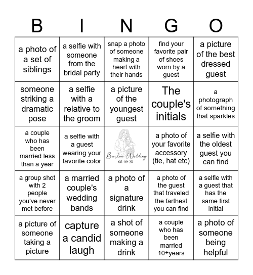 Photo Scavenger Hunt BINGO Card