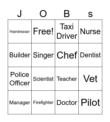 Jobs Bingo Card