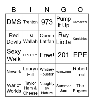 Jersey Bingo Card
