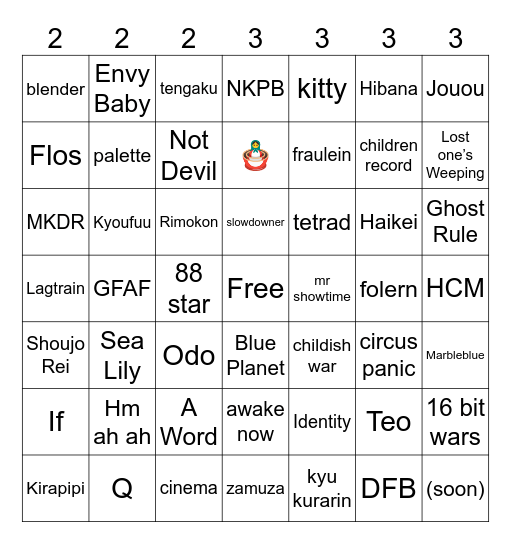 fc or ap songs (en) Bingo Card