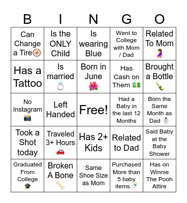 Baby Bingo Card