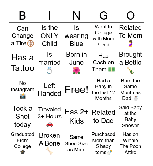 Baby Bingo Card