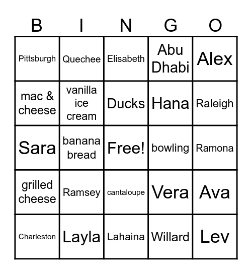 Henry JK Helman Bingo Card