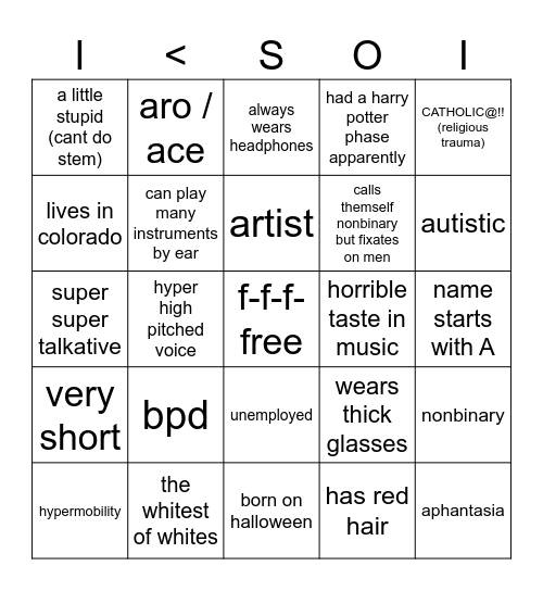 alabaster bingo Card