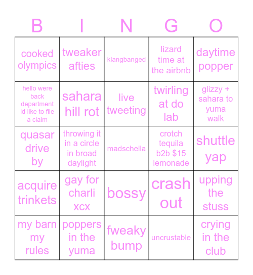 MADSCHELLA Bingo Card