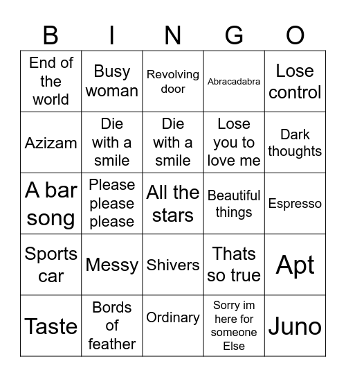 Ordinary Bingo Card
