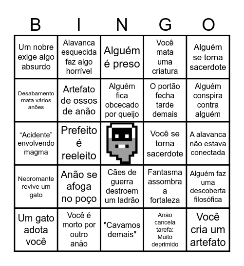 Dwarf Fortress Bingo Card