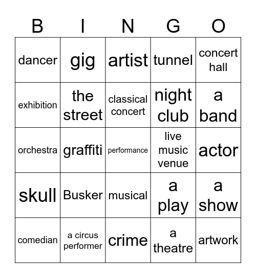 Art Bingo Card