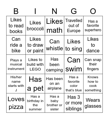 Find someone who... Bingo Card