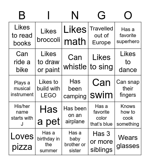 Find someone who... Bingo Card