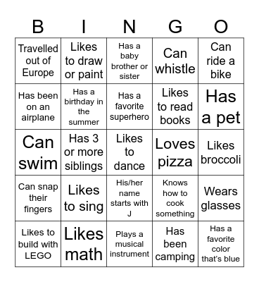 Find someone who... Bingo Card