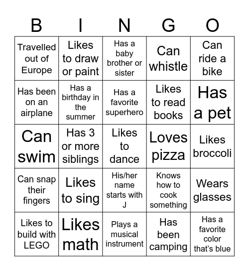 Find someone who... Bingo Card