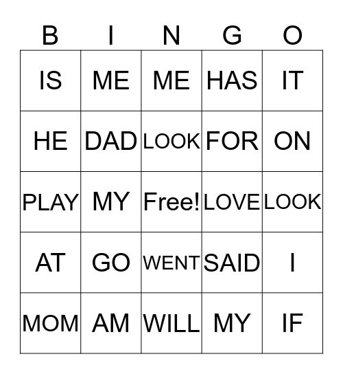 Kindergarten Halloween Bingo Card