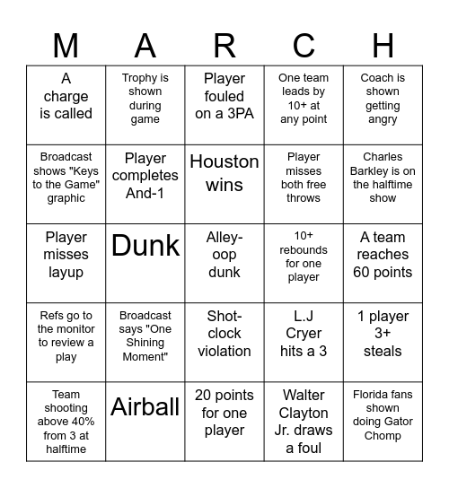 March Madness Bingo! Bingo Card