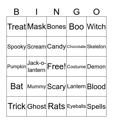 Halloween Bingo Card