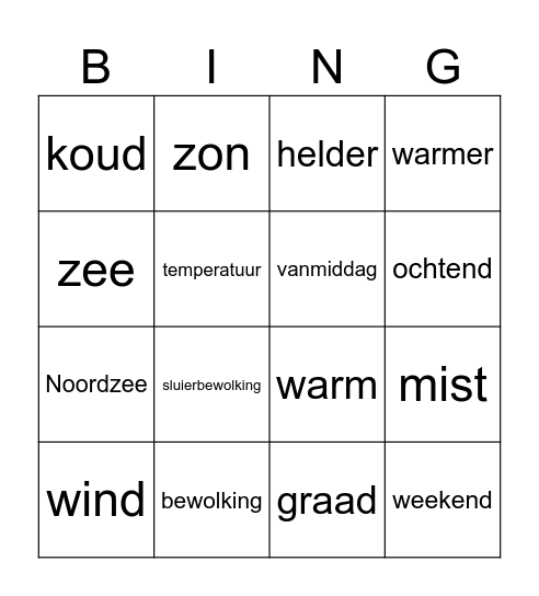 Weerbericht Bingo Card