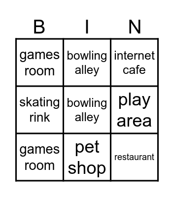 shopping center Bingo Card