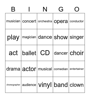 Music Bingo Card