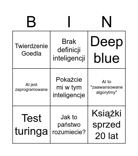 Seminarium Bingo Card