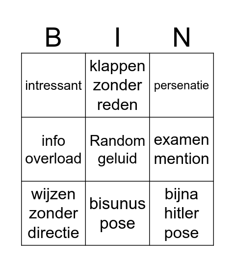 BBB Bingo Card