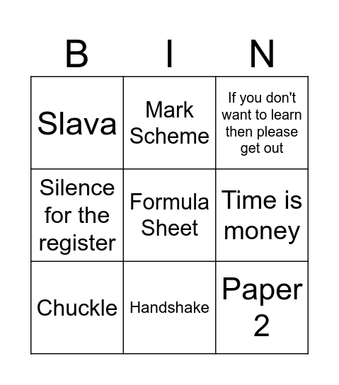 Peter GOatin Bingo Card